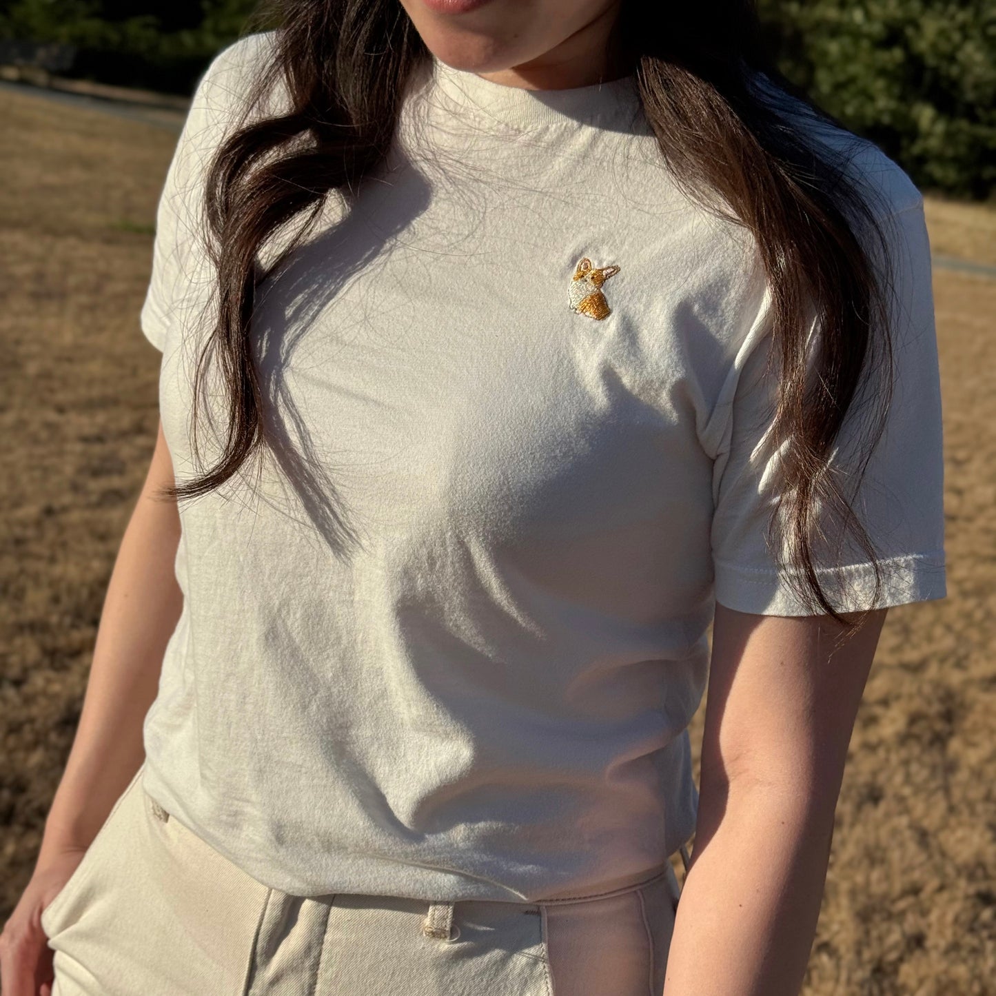 T-shirt tucked in